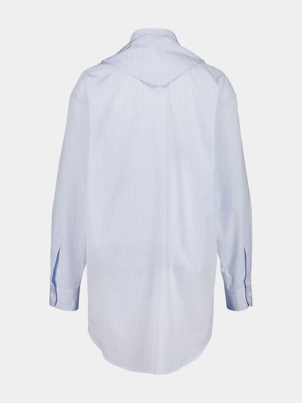 Blue Oversized Bow Neck Cotton Shirt sold by Fashion Clinic product image thumbnail 2