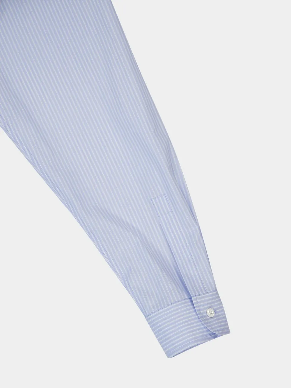Blue Oversized Bow Neck Cotton Shirt sold by Fashion Clinic product image thumbnail 4
