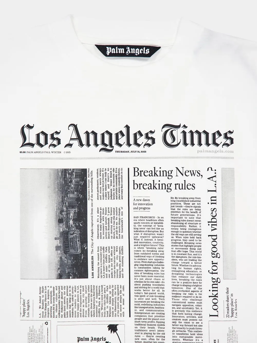 White PA x LA Times Oversized News T-Shirt sold by Fashion Clinic product image thumbnail 3