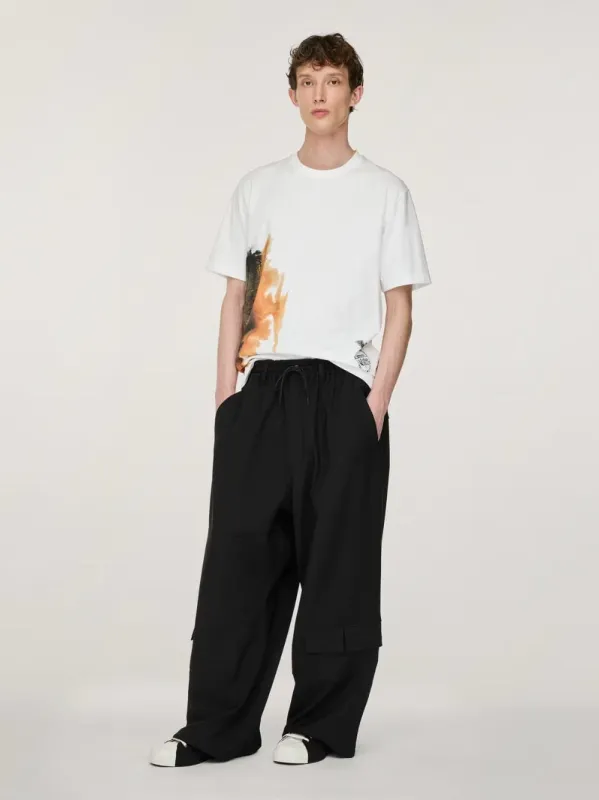 White Oversized T-Shirt with Amber Ink Print made by Y-3