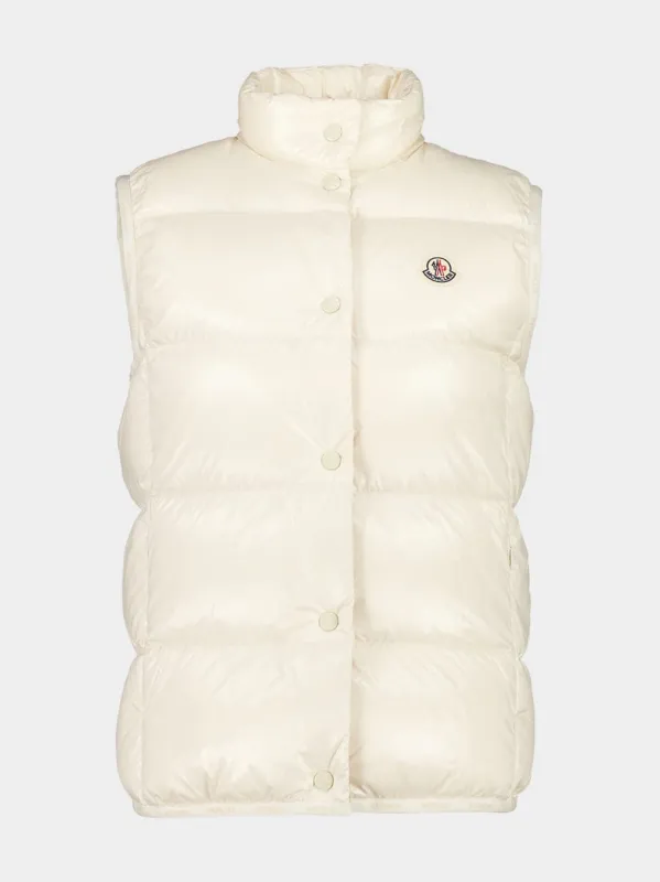 White Badia Glossy Nylon Down Gilet sold by Fashion Clinic