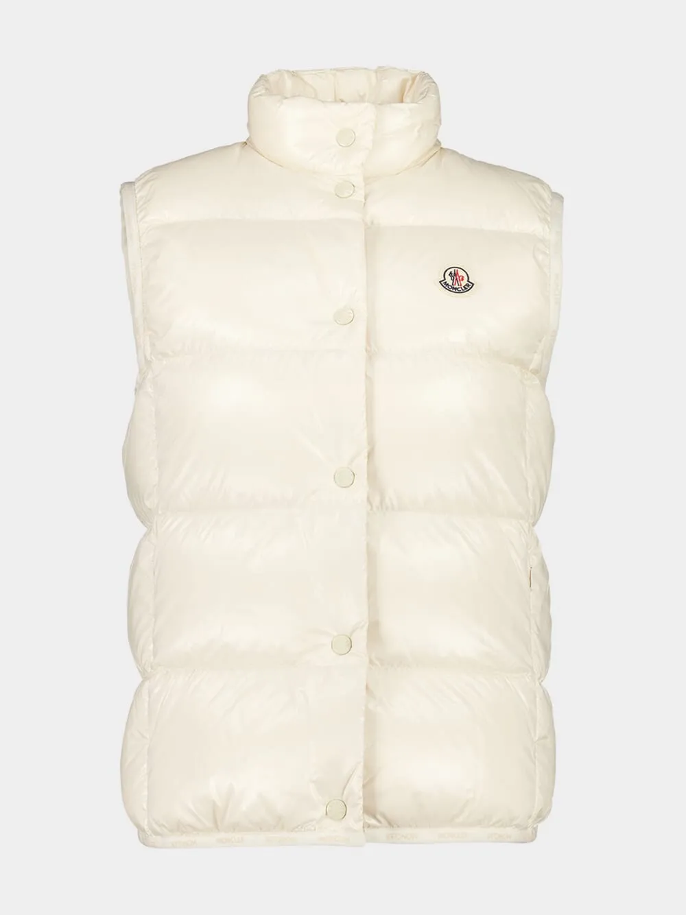 White Badia Glossy Nylon Down Gilet sold by Fashion Clinic