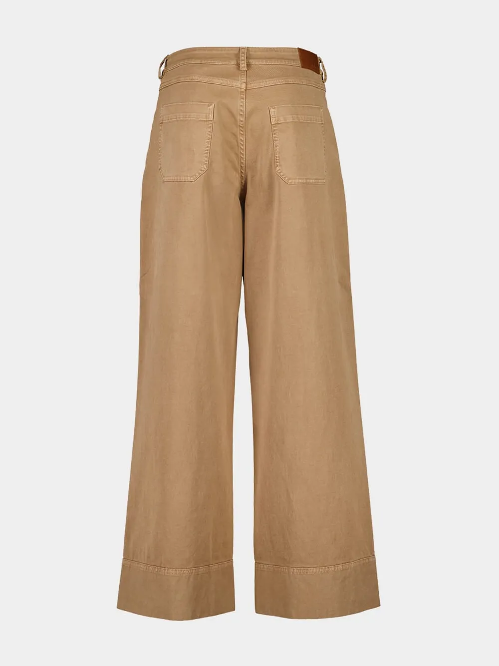 Light Beige High-Waisted Wide-Leg Trousers sold by Fashion Clinic product image thumbnail 2