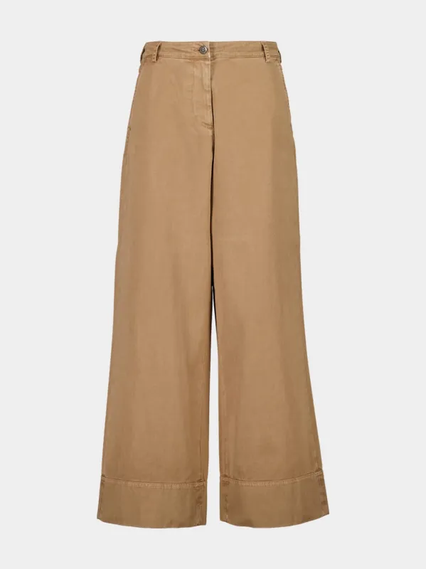 Light Beige High-Waisted Wide-Leg Trousers sold by Fashion Clinic