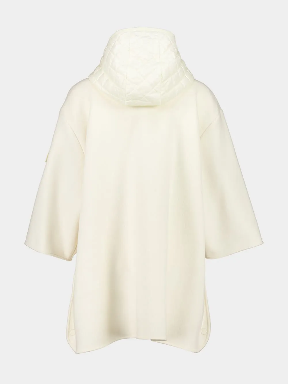 Ivory Wool Cape with Quilted Nylon Hood sold by Fashion Clinic product image thumbnail 4