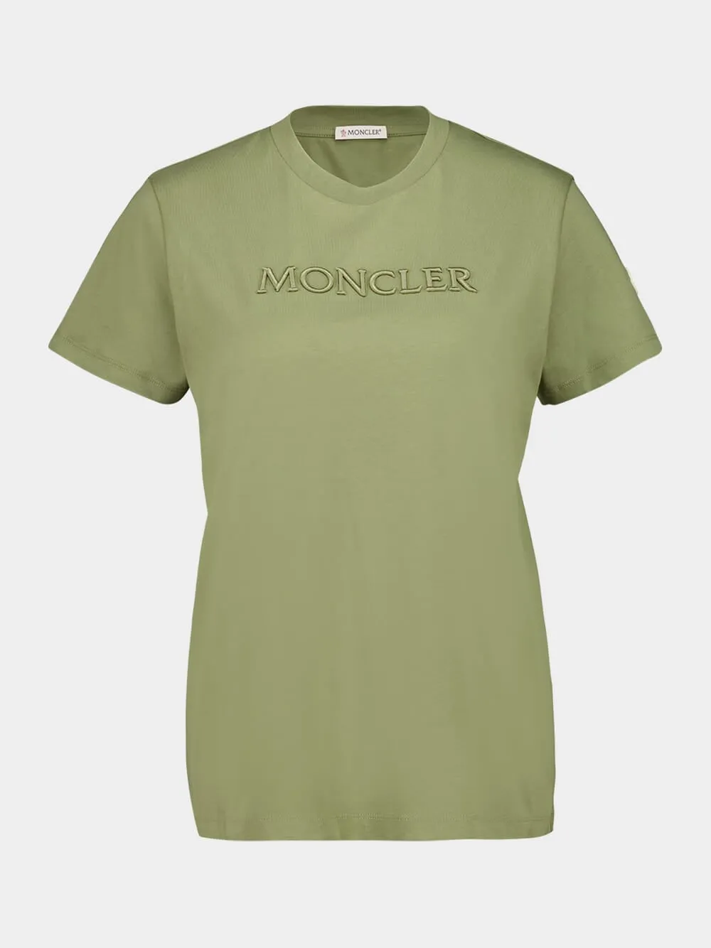 Green Cotton T-Shirt with Tonal Embroidered Logo sold by Fashion Clinic