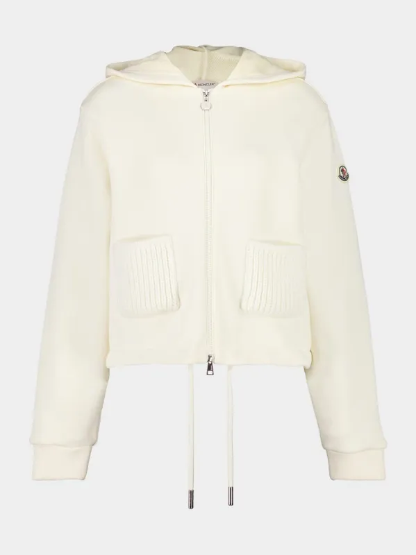 Natural Cotton Zip-Up Sweatshirt with Knit Accents sold by Fashion Clinic