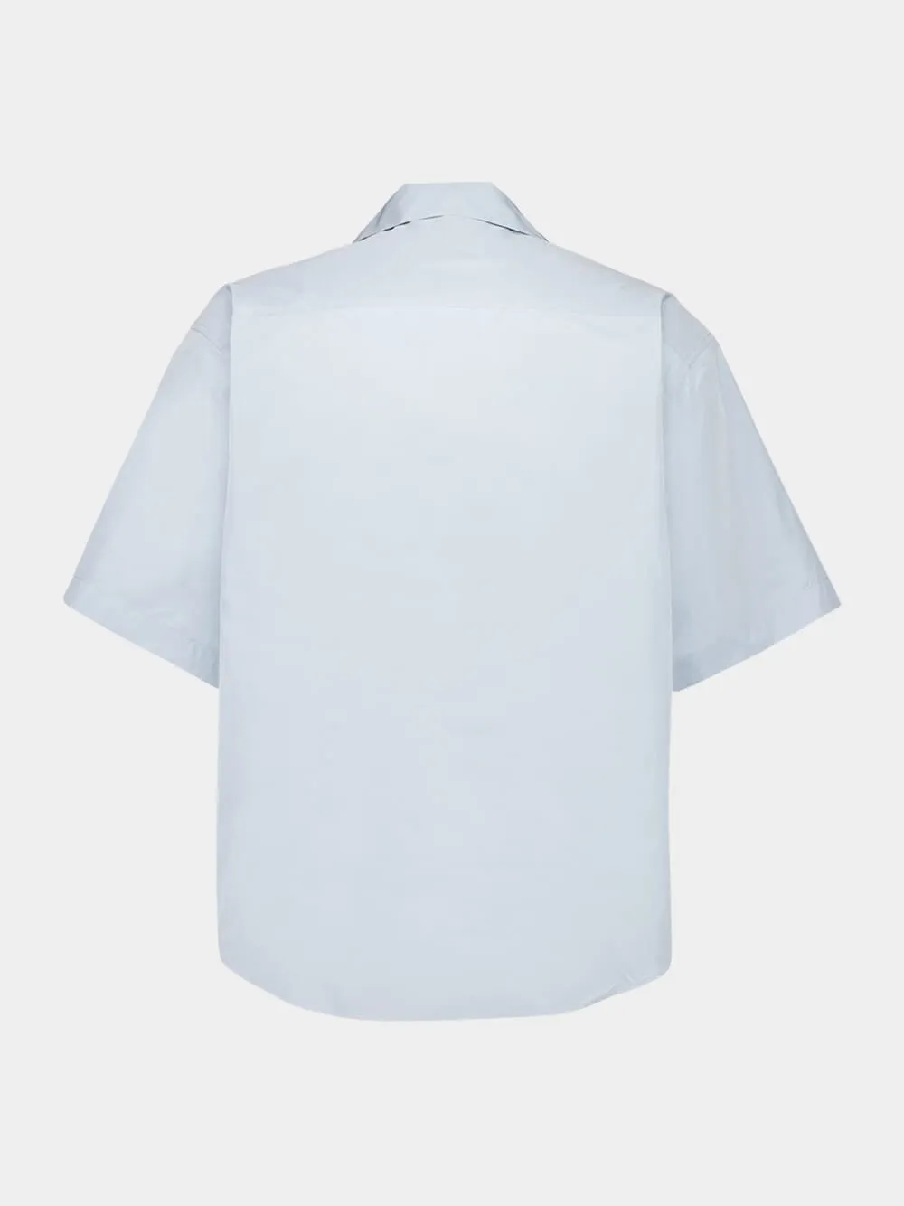 Sky Blue Taffeta Boxy Short-Sleeved Shirt sold by Fashion Clinic product image thumbnail 4