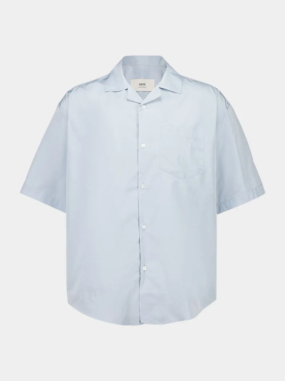Sky Blue Taffeta Boxy Short-Sleeved Shirt sold by Fashion Clinic product image thumbnail 2