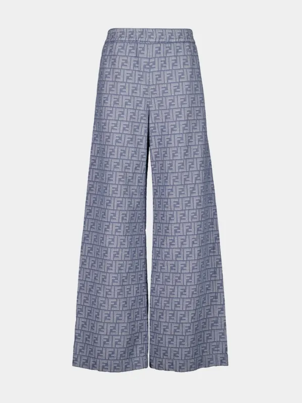 Ocean Blue FF Chambray Wide-Leg Trousers sold by Fashion Clinic