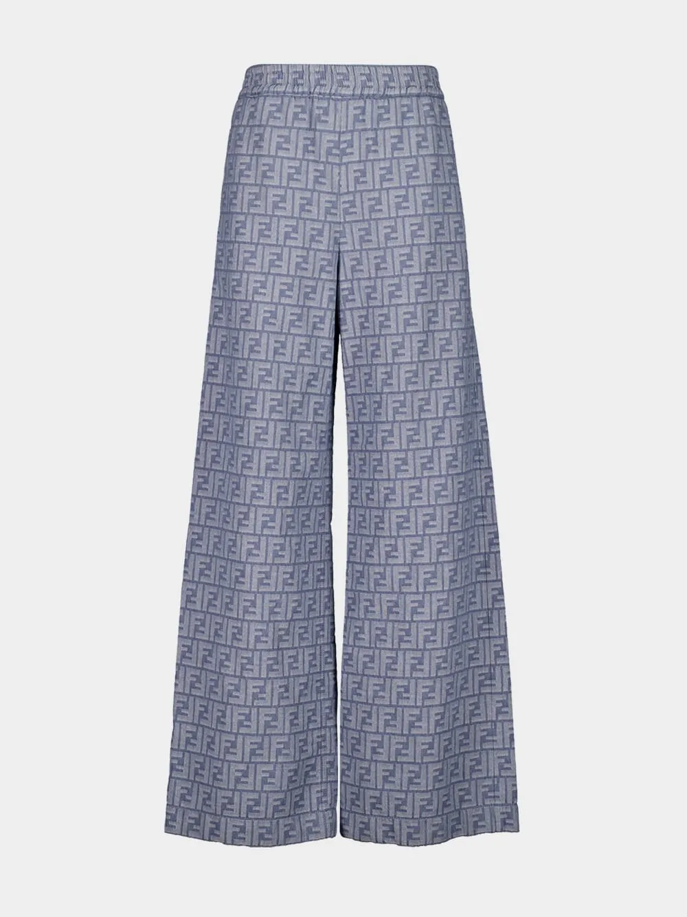 Ocean Blue FF Chambray Wide-Leg Trousers sold by Fashion Clinic
