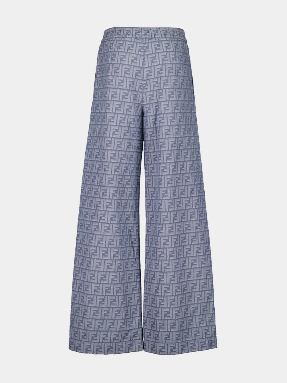 Ocean Blue FF Chambray Wide-Leg Trousers sold by Fashion Clinic product image thumbnail 2