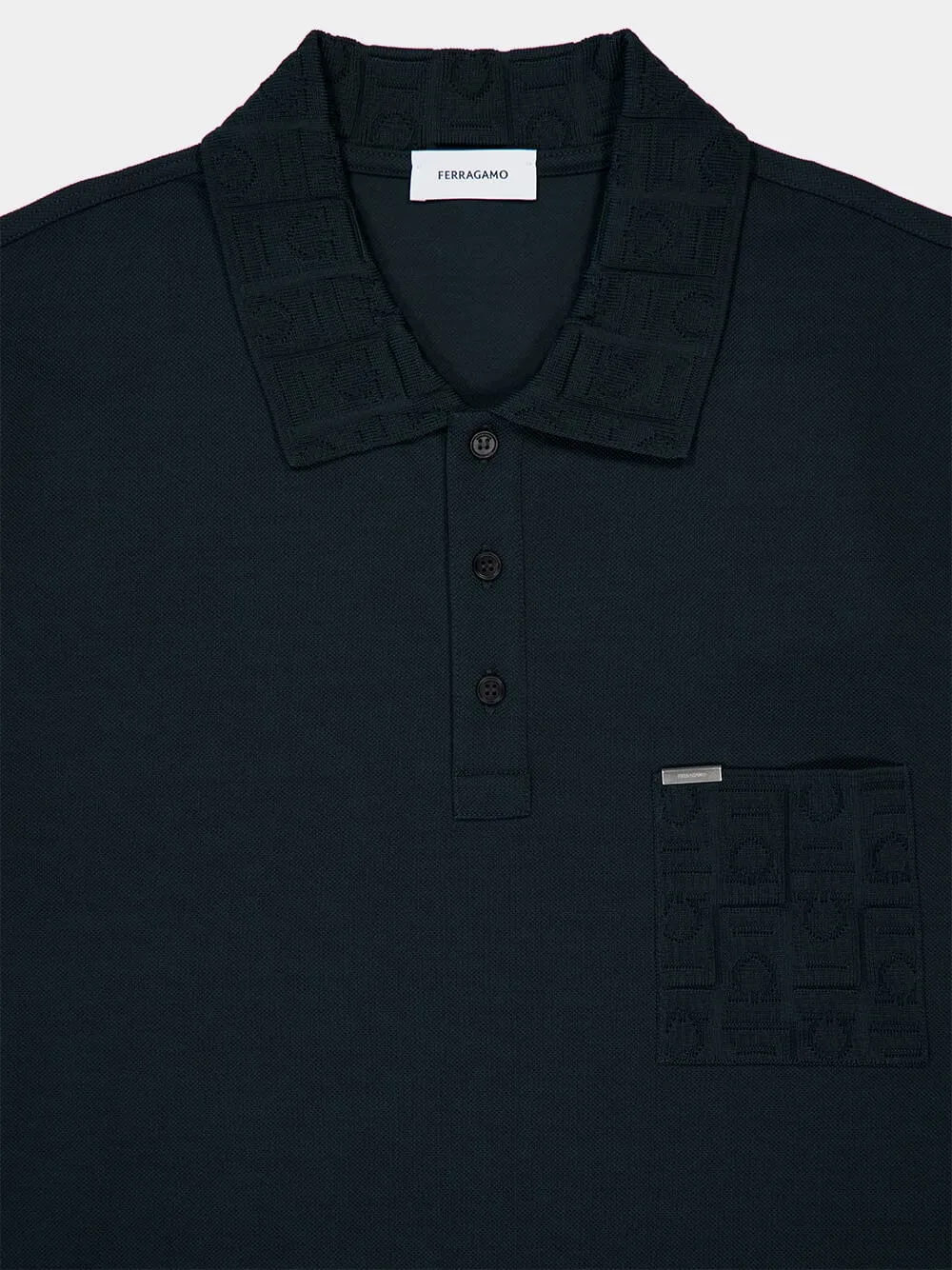 Moss Green Cotton Polo with Jacquard Pocket sold by Fashion Clinic product image thumbnail 3