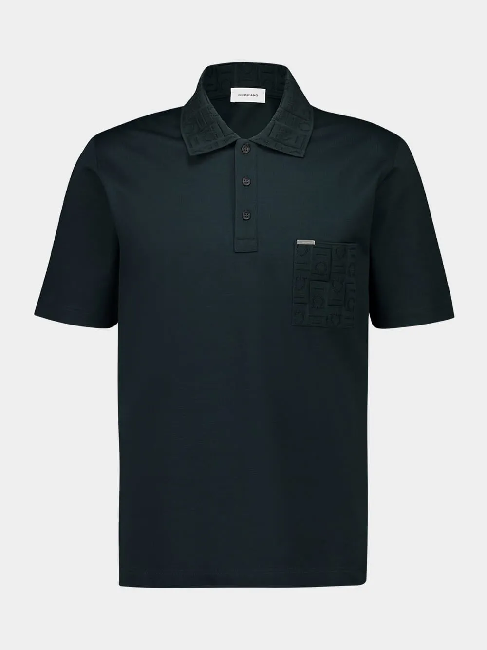 Moss Green Cotton Polo with Jacquard Pocket sold by Fashion Clinic