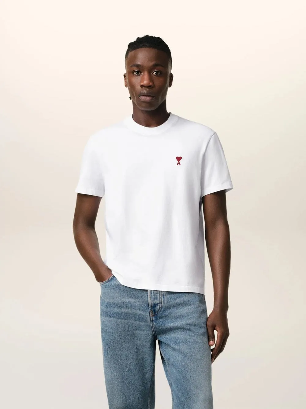 White Cotton Ami de Coeur T-Shirt sold by Fashion Clinic