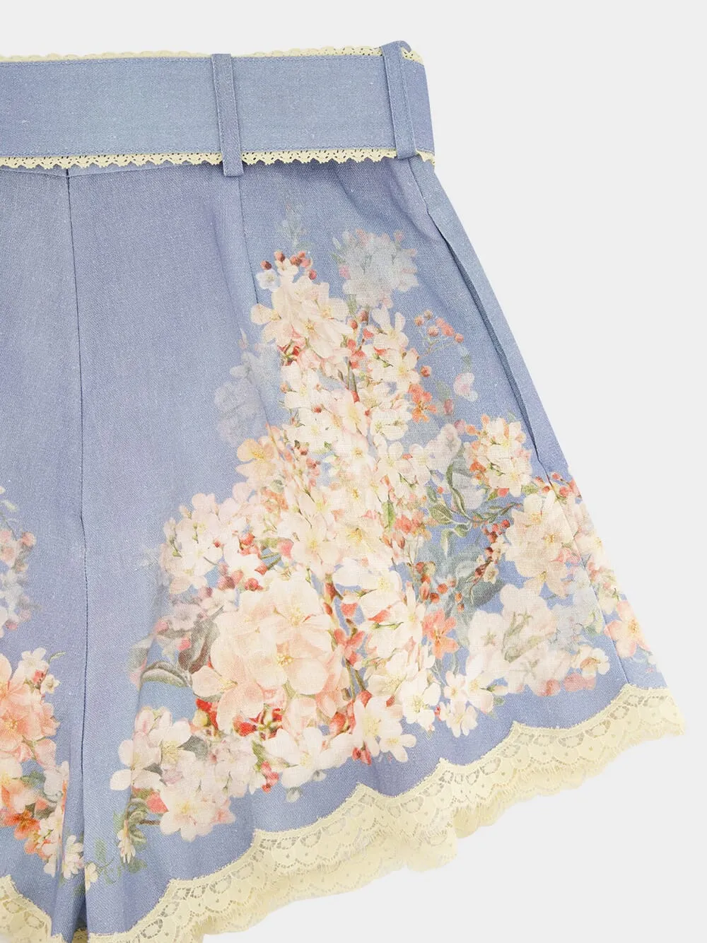 Teal Blue Botanical Flower Cascadian Tuck Short sold by Fashion Clinic product image thumbnail 4