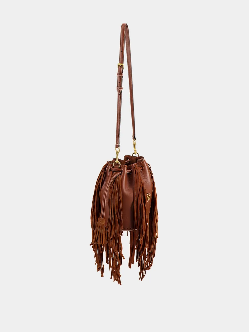 Deep Caramel Fringed Leather Small Shoulder Bag sold by Fashion Clinic product image thumbnail 3