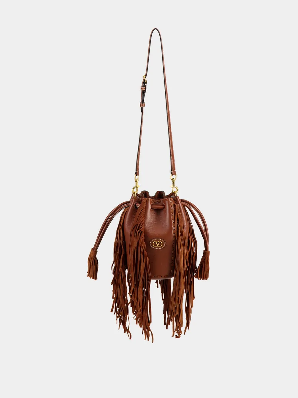 Deep Caramel Fringed Leather Small Shoulder Bag sold by Fashion Clinic product image thumbnail 2