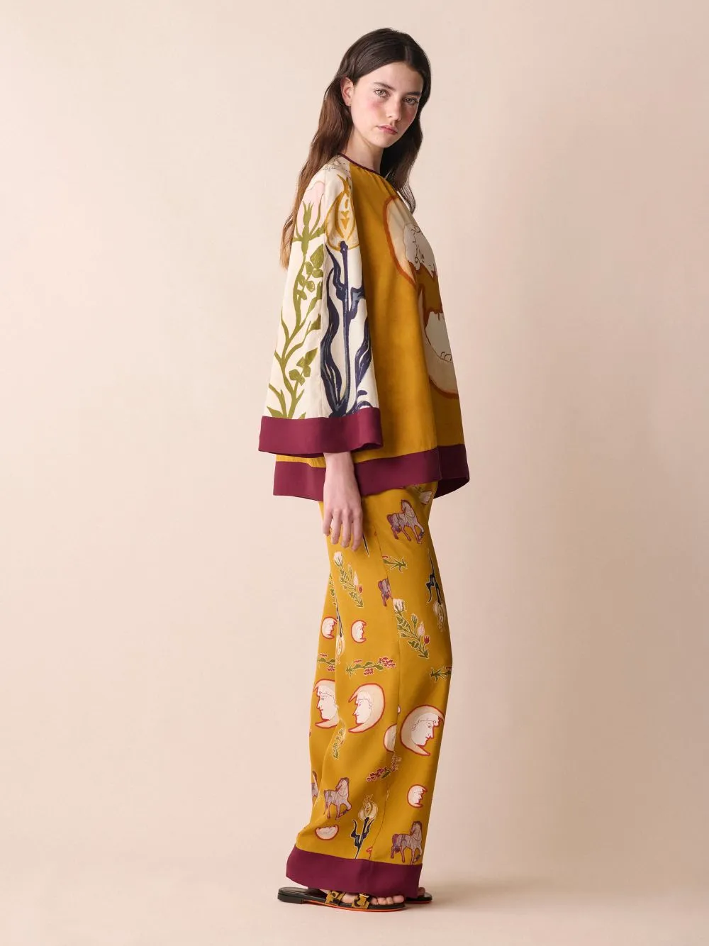 Taurus Printed Silk Crepe Pyjama Pants sold by Fashion Clinic product image thumbnail 3