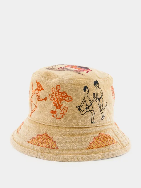 Beige Lavie Printed Bucket Hat sold by Fashion Clinic