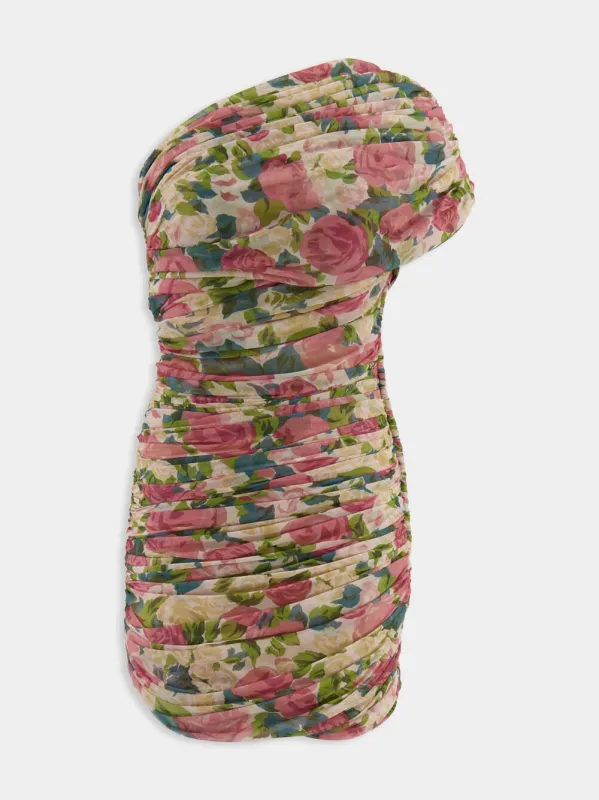 Floral Tulle One-Shoulder Mini Dress sold by Fashion Clinic