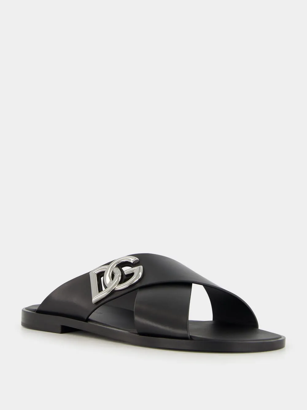 Black Leather DG Logo Sandals sold by Fashion Clinic product image thumbnail 2