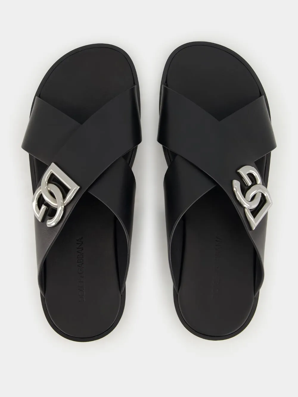 Black Leather DG Logo Sandals sold by Fashion Clinic product image thumbnail 4