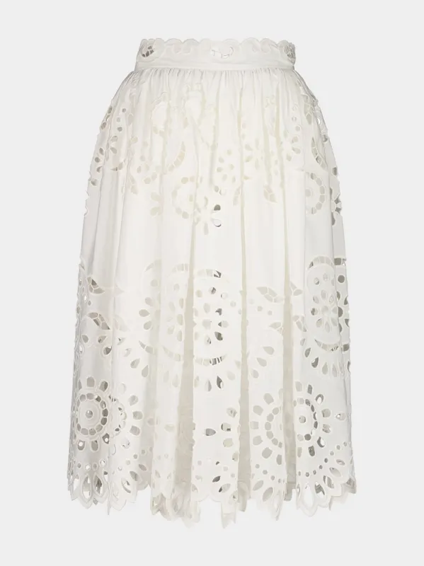 White Cotton Midi Circle Skirt sold by Fashion Clinic