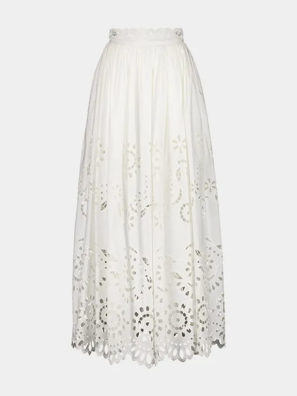 White Embroidered Skirt sold by Fashion Clinic