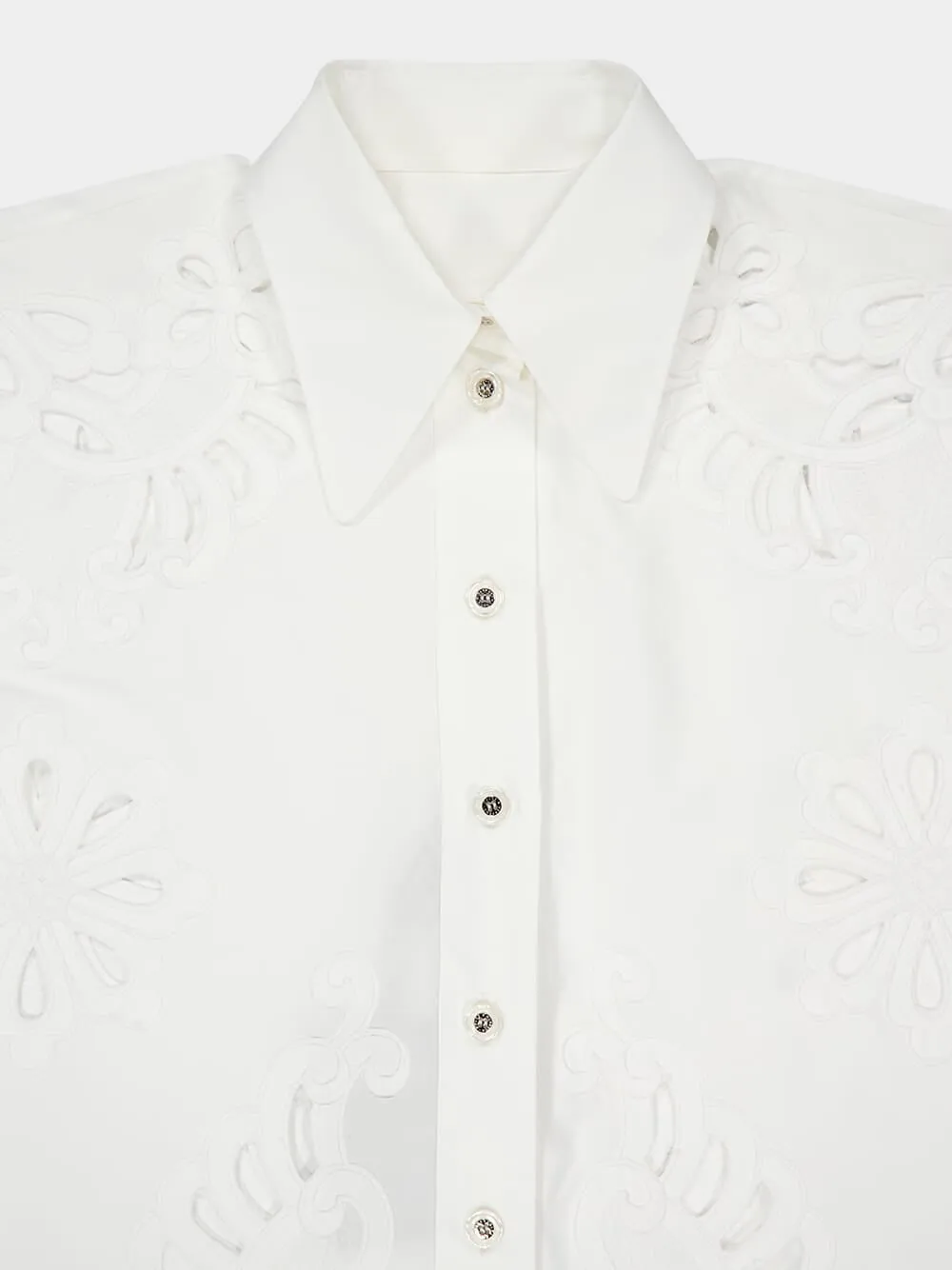 White Oversized Embroidered Shirt sold by Fashion Clinic product image thumbnail 4
