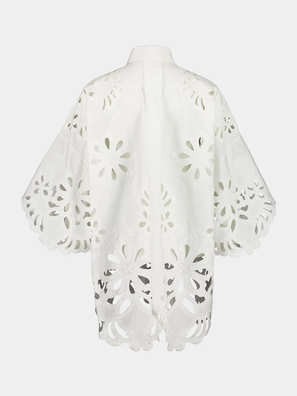 White Oversized Embroidered Shirt sold by Fashion Clinic product image thumbnail 3