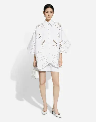 White Oversized Embroidered Shirt sold by Fashion Clinic product image thumbnail 2