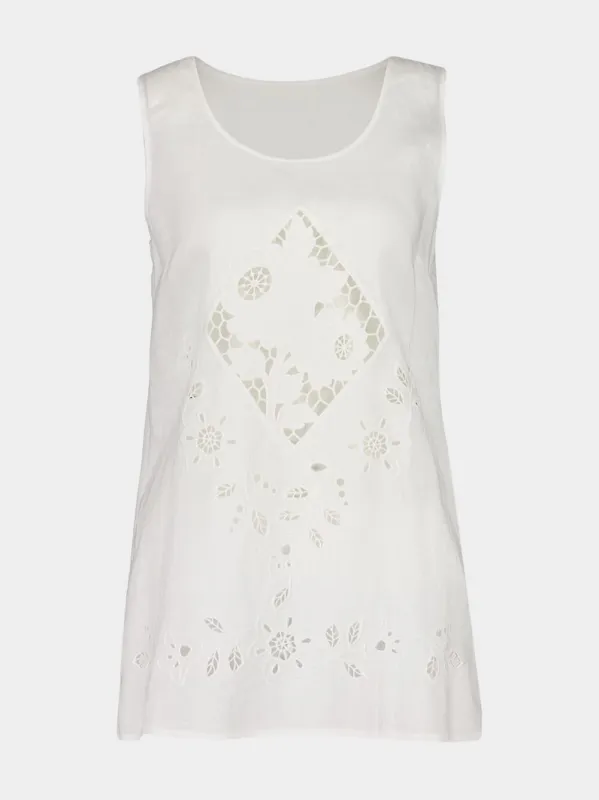 White Embroidered Top sold by Fashion Clinic