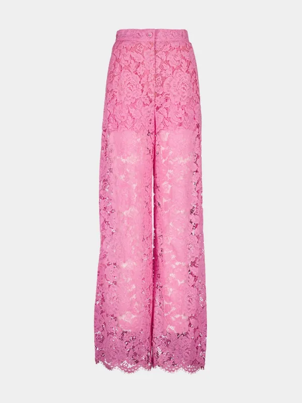 Wide-Leg Lace Trousers sold by Fashion Clinic