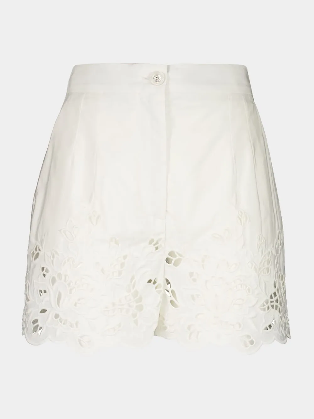 White Poplin Cut-Out Shorts sold by Fashion Clinic