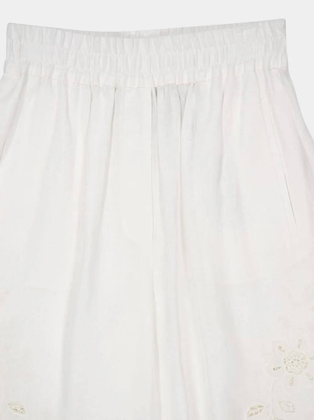White Embroidered Poplin Culottes sold by Fashion Clinic product image thumbnail 3