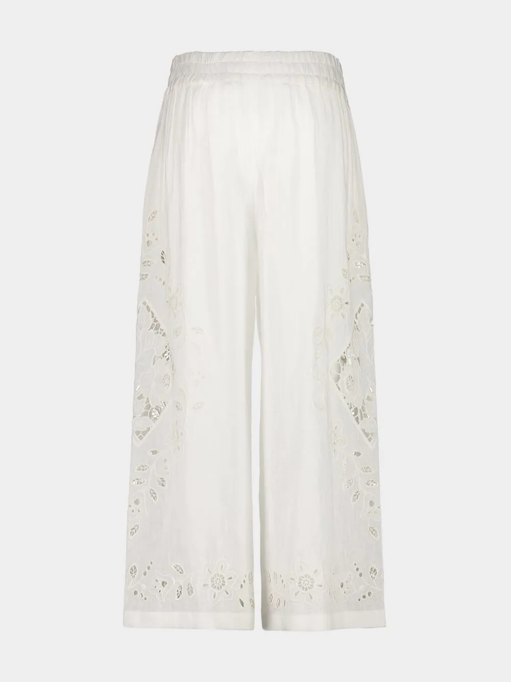 White Embroidered Poplin Culottes sold by Fashion Clinic product image thumbnail 2