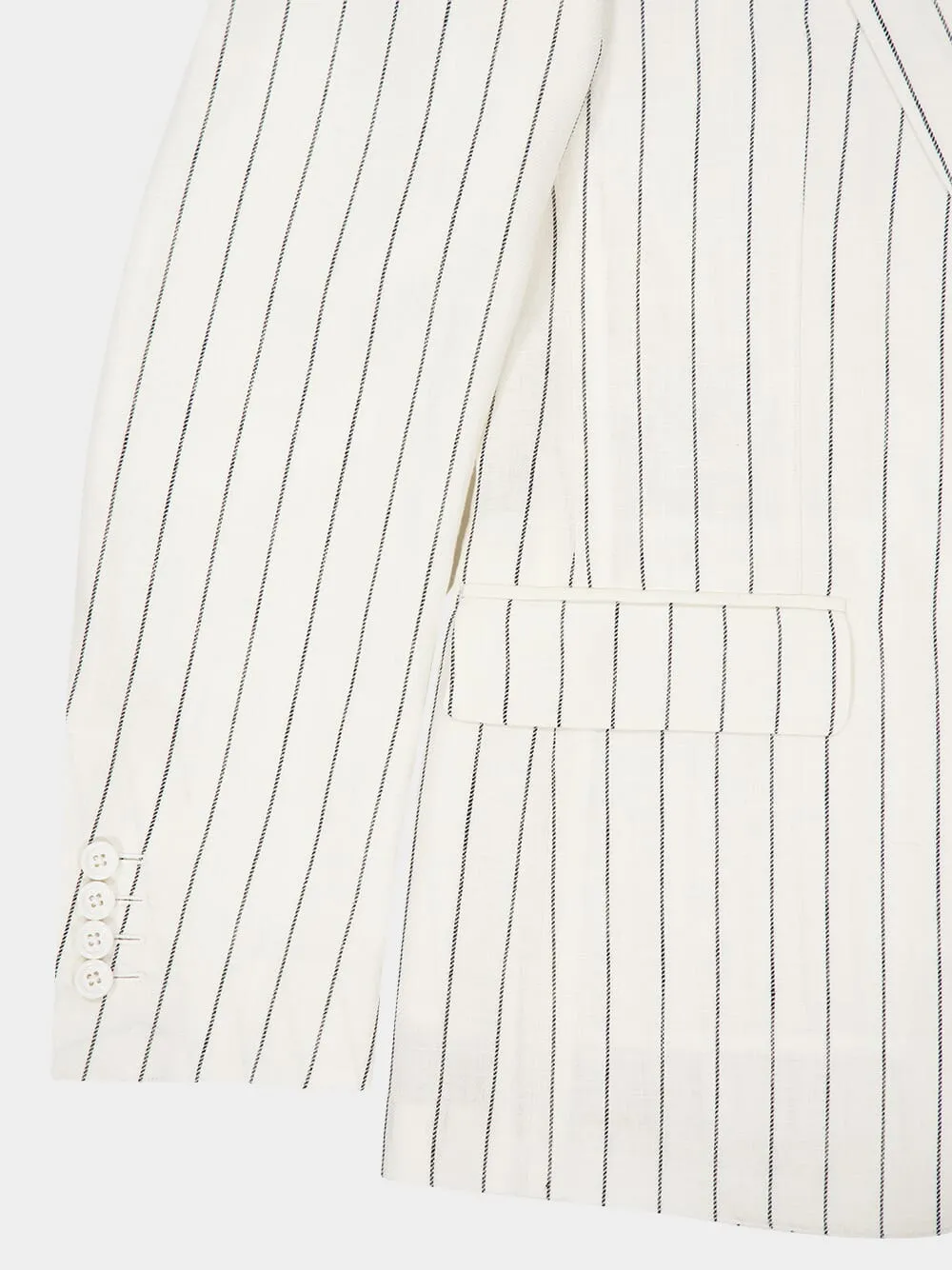 White Pinstripe Linen Blazer sold by Fashion Clinic product image thumbnail 4