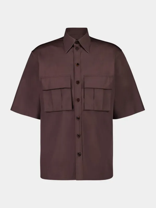 Brown Poplin Utility Shirt sold by Fashion Clinic
