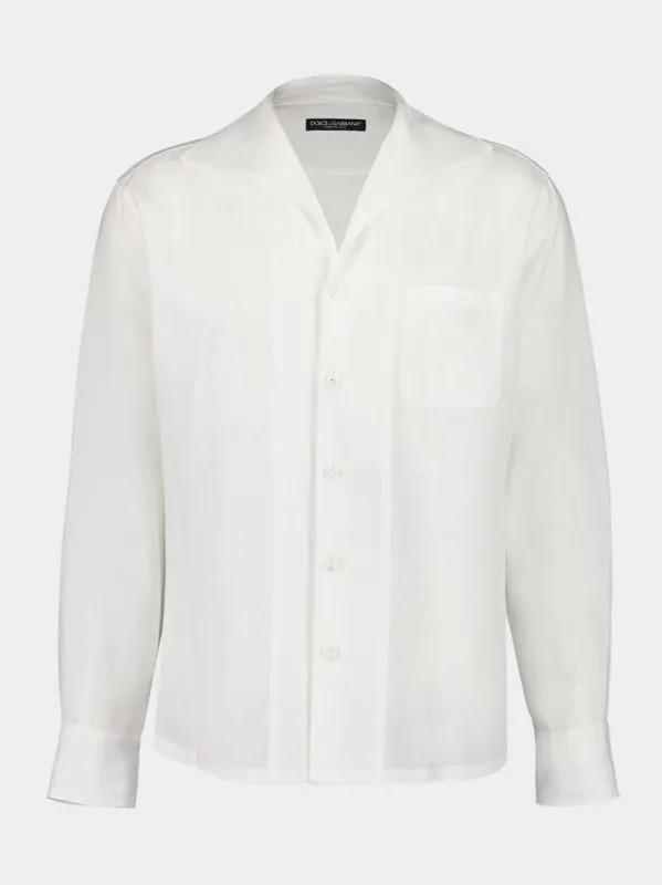 White Linen Spread Collar Shirt sold by Fashion Clinic