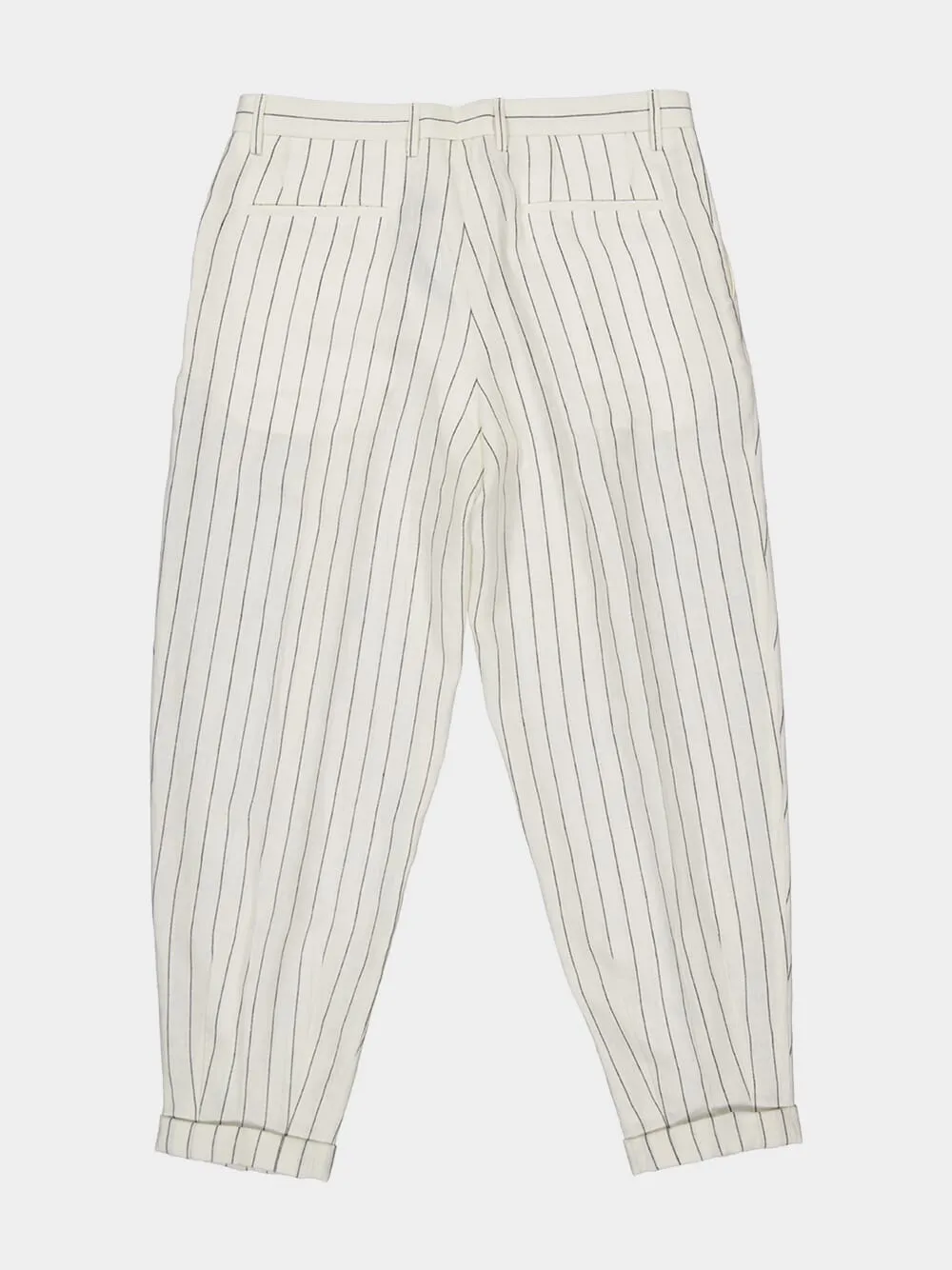 Pinstripe Linen Blend Trousers sold by Fashion Clinic product image thumbnail 5