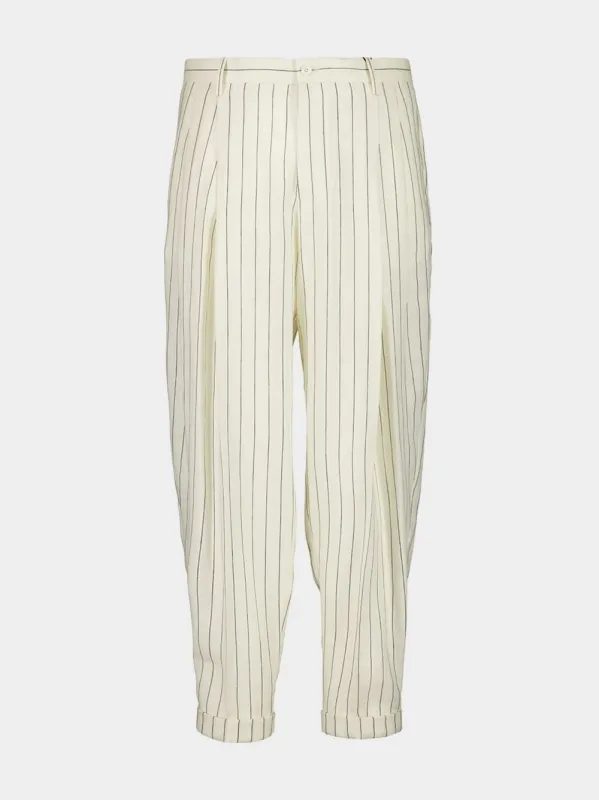 Pinstripe Linen Blend Trousers sold by Fashion Clinic