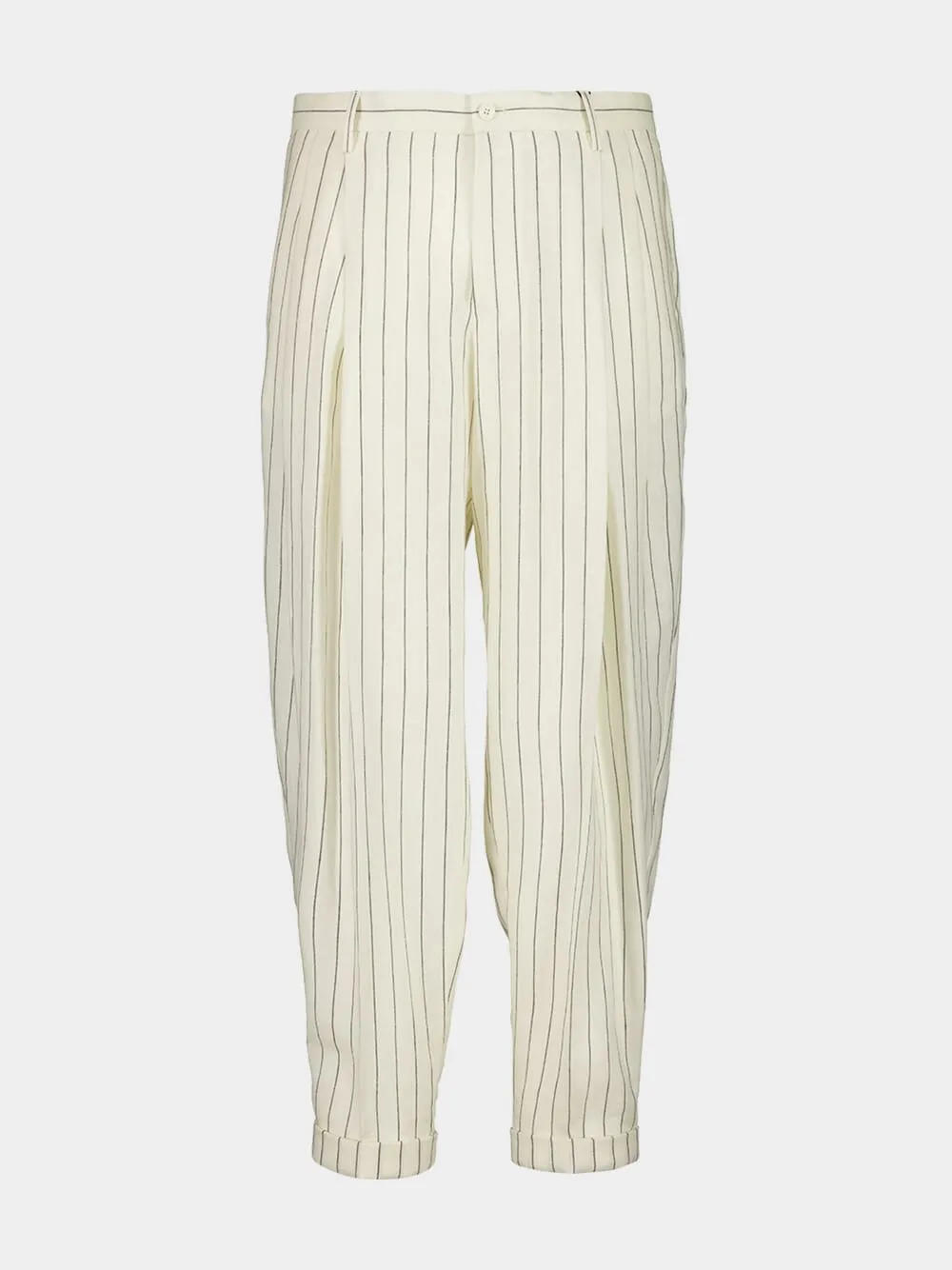 Pinstripe Linen Blend Trousers sold by Fashion Clinic