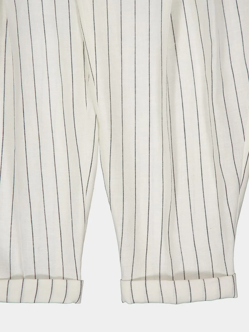 Pinstripe Linen Blend Trousers sold by Fashion Clinic product image thumbnail 4