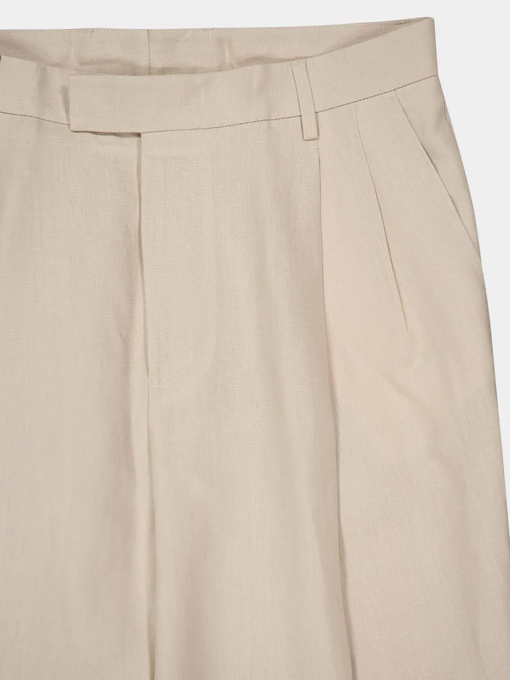 Beige Linen Tailored Trousers sold by Fashion Clinic product image thumbnail 3