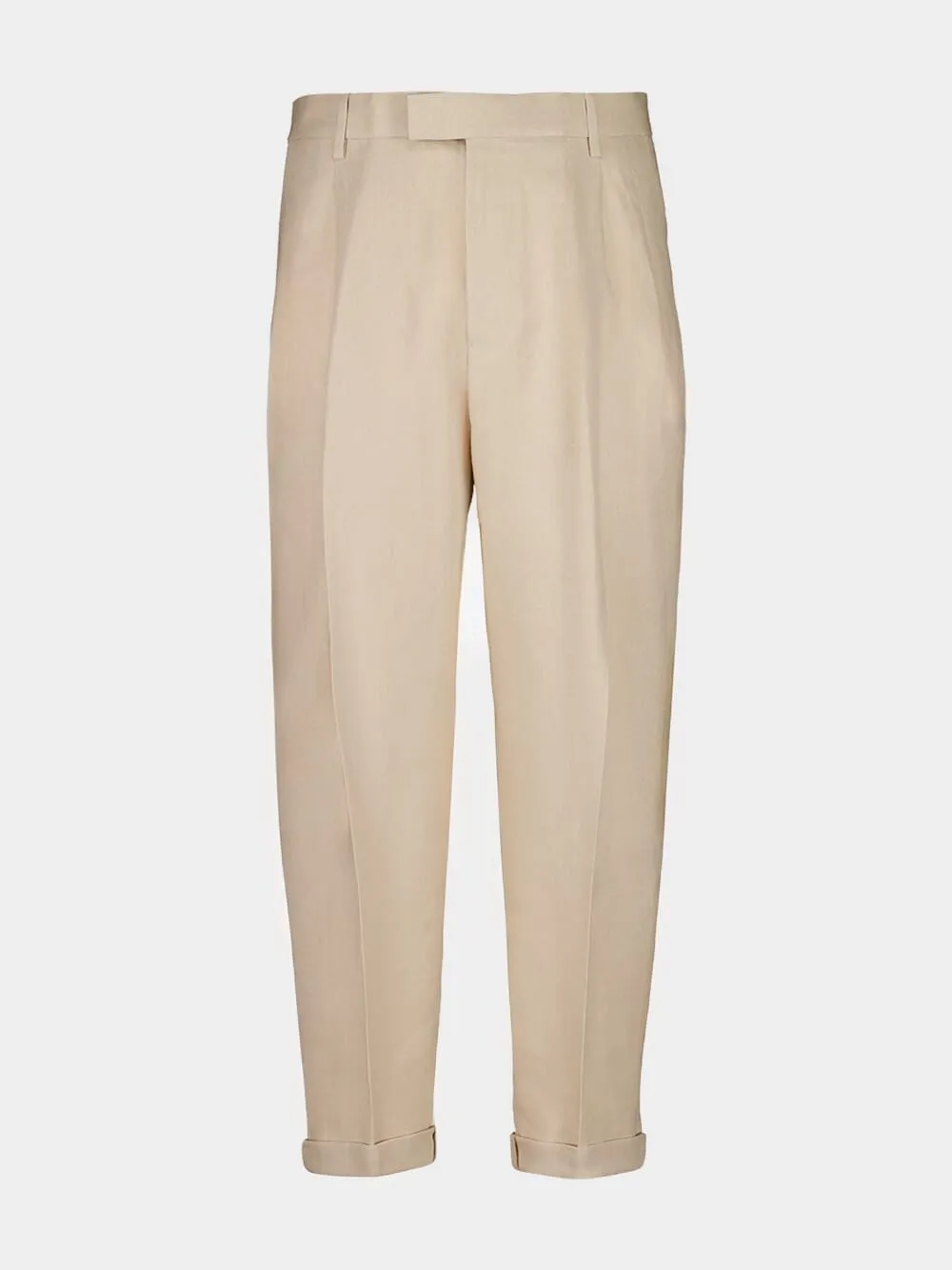 Beige Linen Tailored Trousers sold by Fashion Clinic