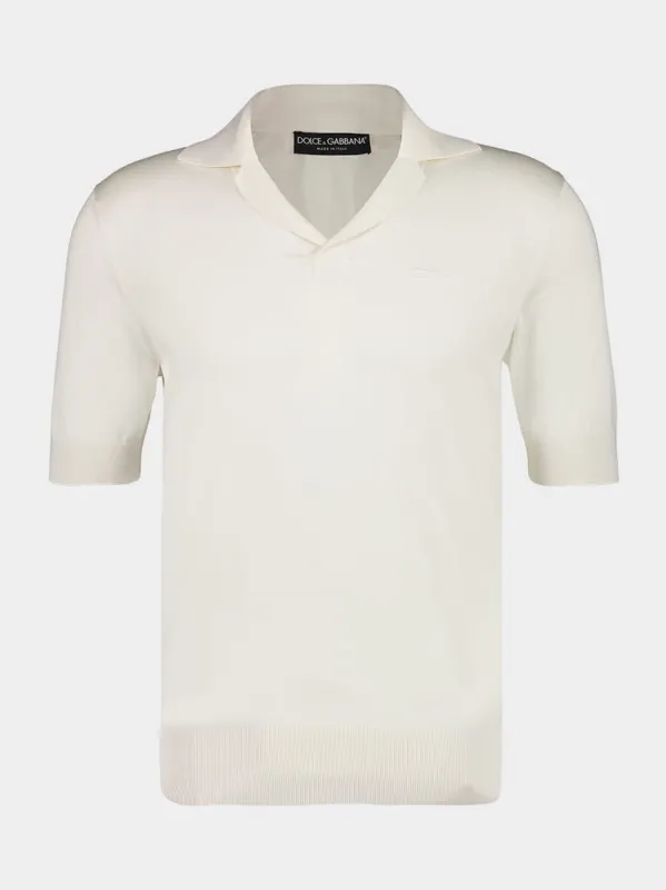 Black Silk Knit Polo Shirt sold by Fashion Clinic