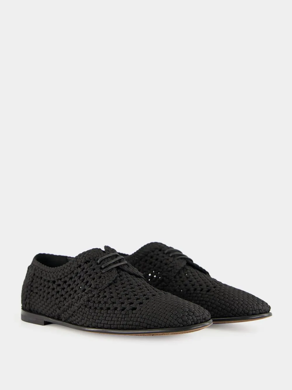 Black Woven Fabric Derby Shoes sold by Fashion Clinic product image thumbnail 3