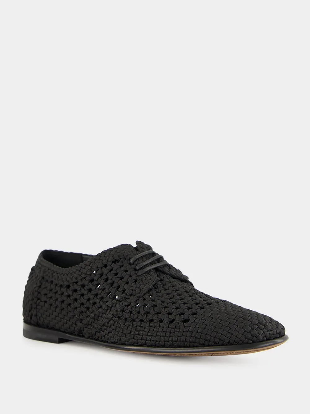 Black Woven Fabric Derby Shoes sold by Fashion Clinic product image thumbnail 2