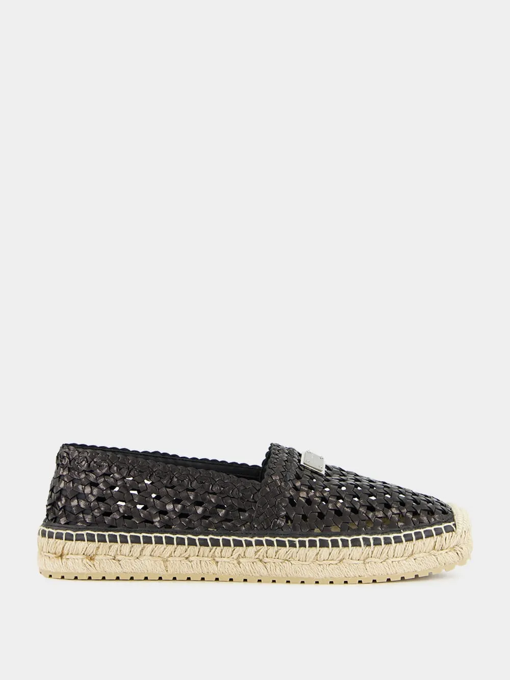 Black Woven Calfskin Espadrilles sold by Fashion Clinic
